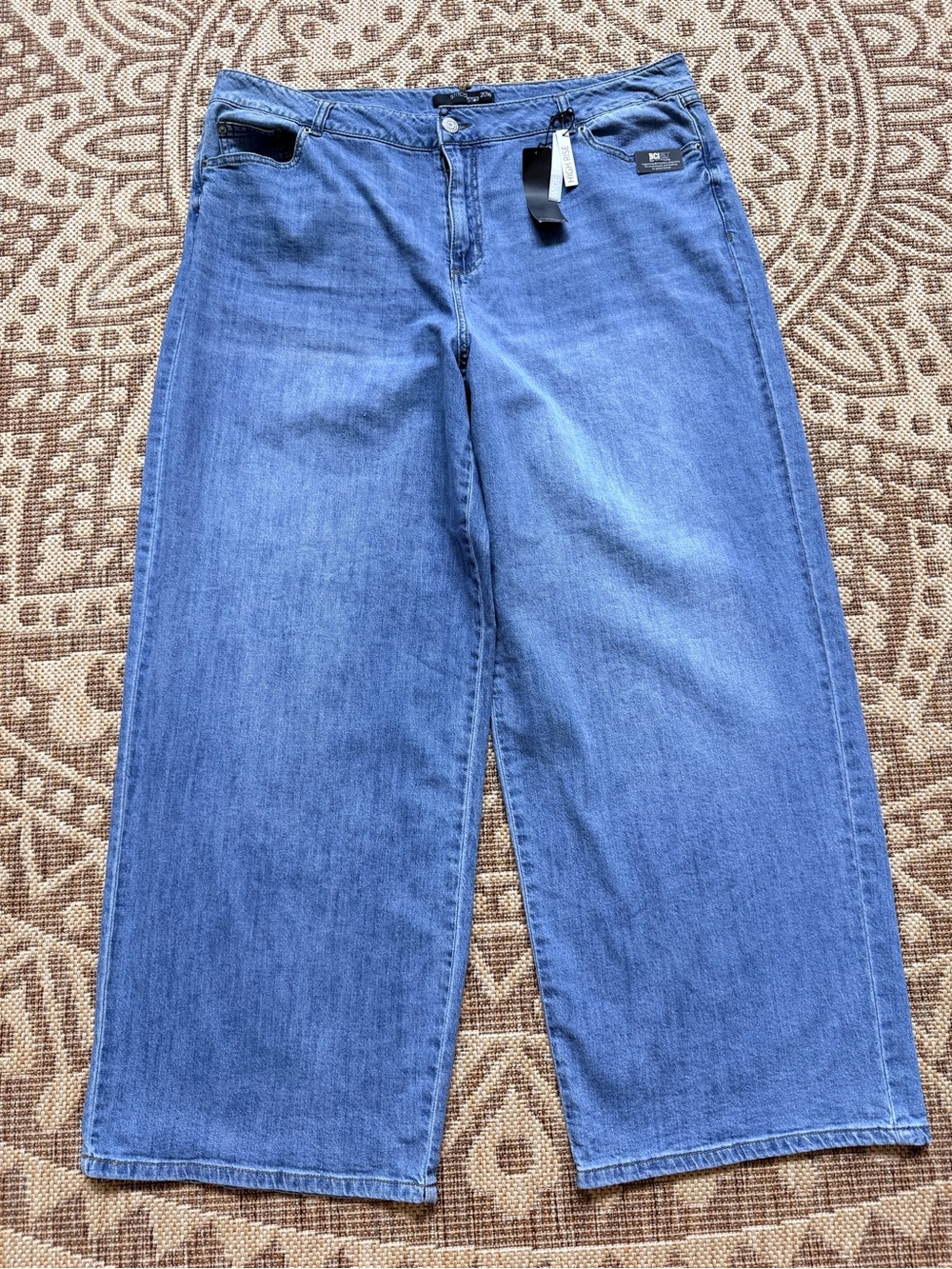 NWT StitchStar High Rise Wide Leg Jeans Size 20 Plus Med Wash Stretch Baggy